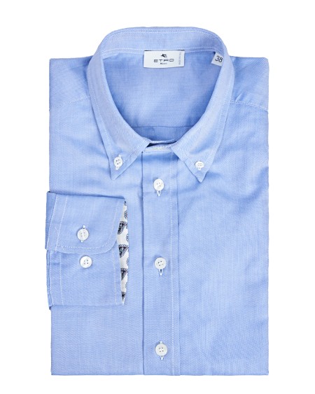 Shop ETRO  Shirt: Etro cotton shirt.
Regular fit.
Contrasting dark buttons.
Logo, Pegasus, on the front.
Button-down collar.
Composition: 100% cotton.
Made in Italy.. 16365 8784-0200